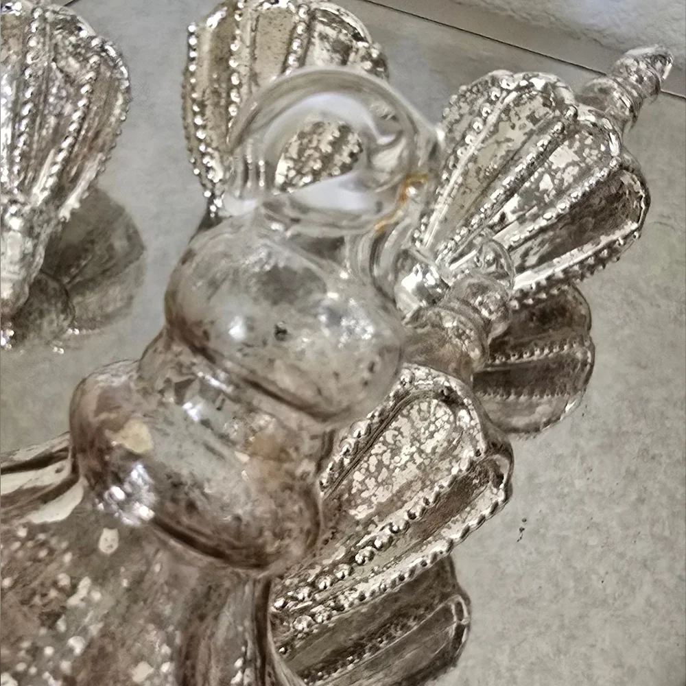Set of Silver Glass Ornaments - Picture 4 of 4